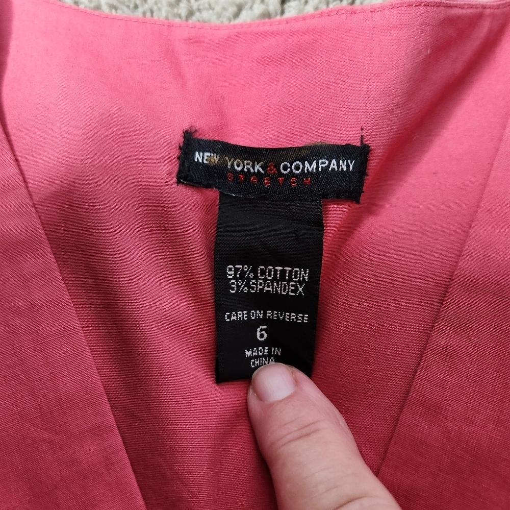 New York & Co. Stretch Pink Midi Dress with Twist Knit in Front Size is 6 - Picture 7 of 9